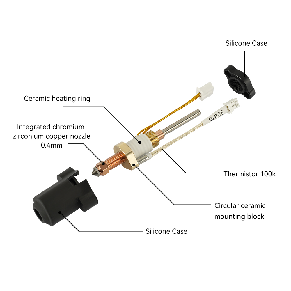 For Creality K1C/K1 Max Hotend - High Flow Ceramic Hotend ulasan dan harga